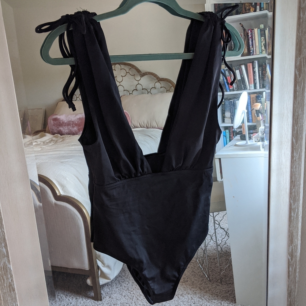 Plunge one piece swimsuit